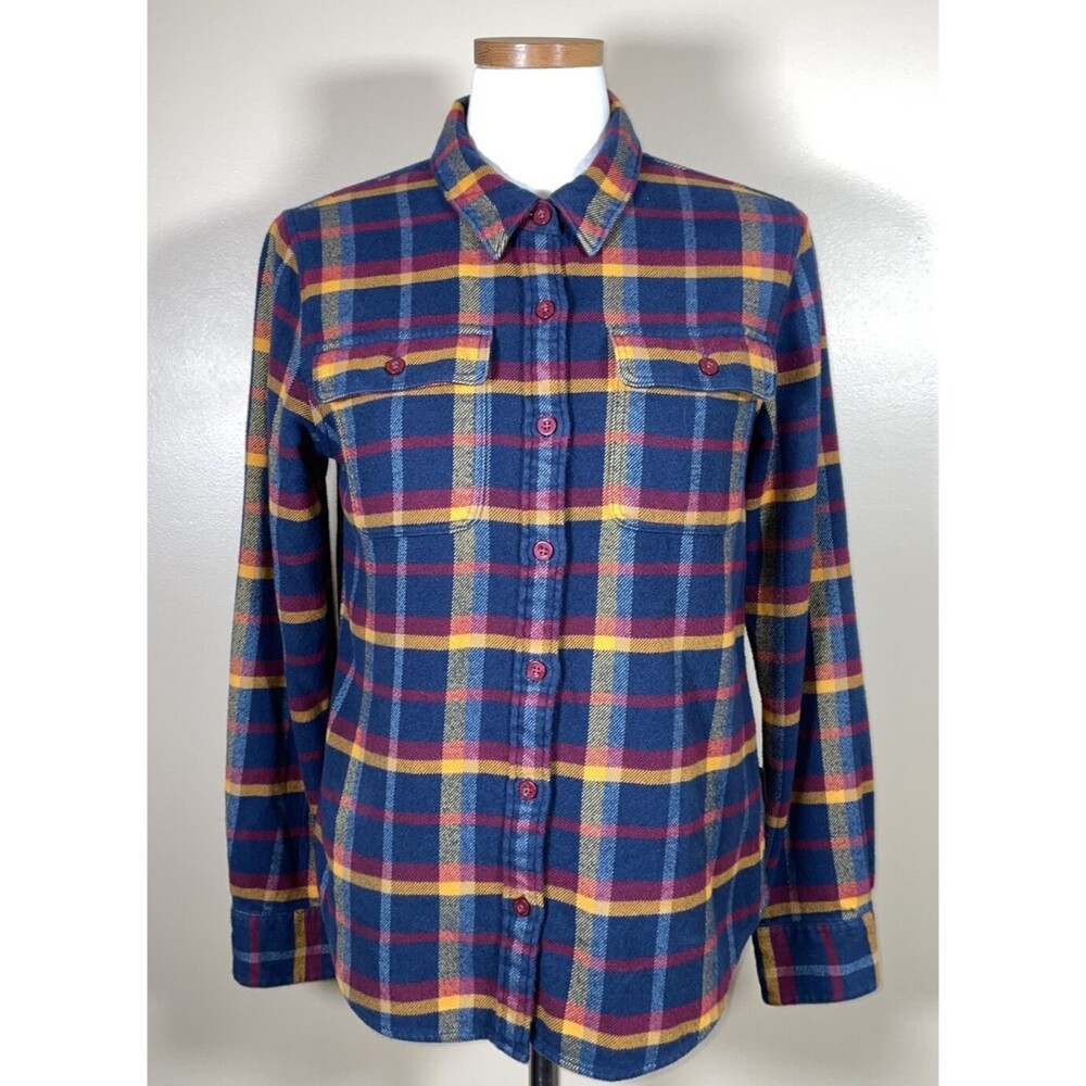 Patagonia Fjord Plaid Flannel Shirt Womens S Button Up Long Sleeve Organic Cotto